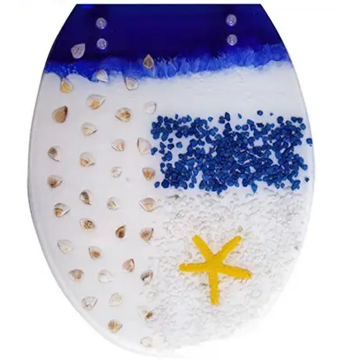 Goboss S-009 深藍色水晶廁板 (白色沙)