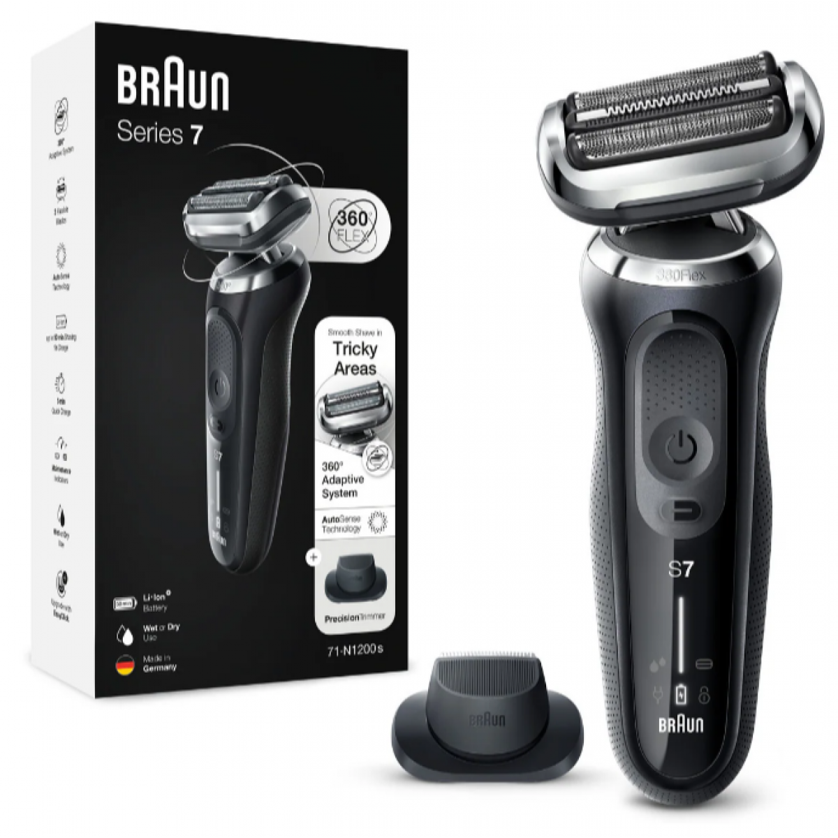 Braun 百靈 SERIES 7 71-N1200S 360°靈動電鬚刨 (黑色)