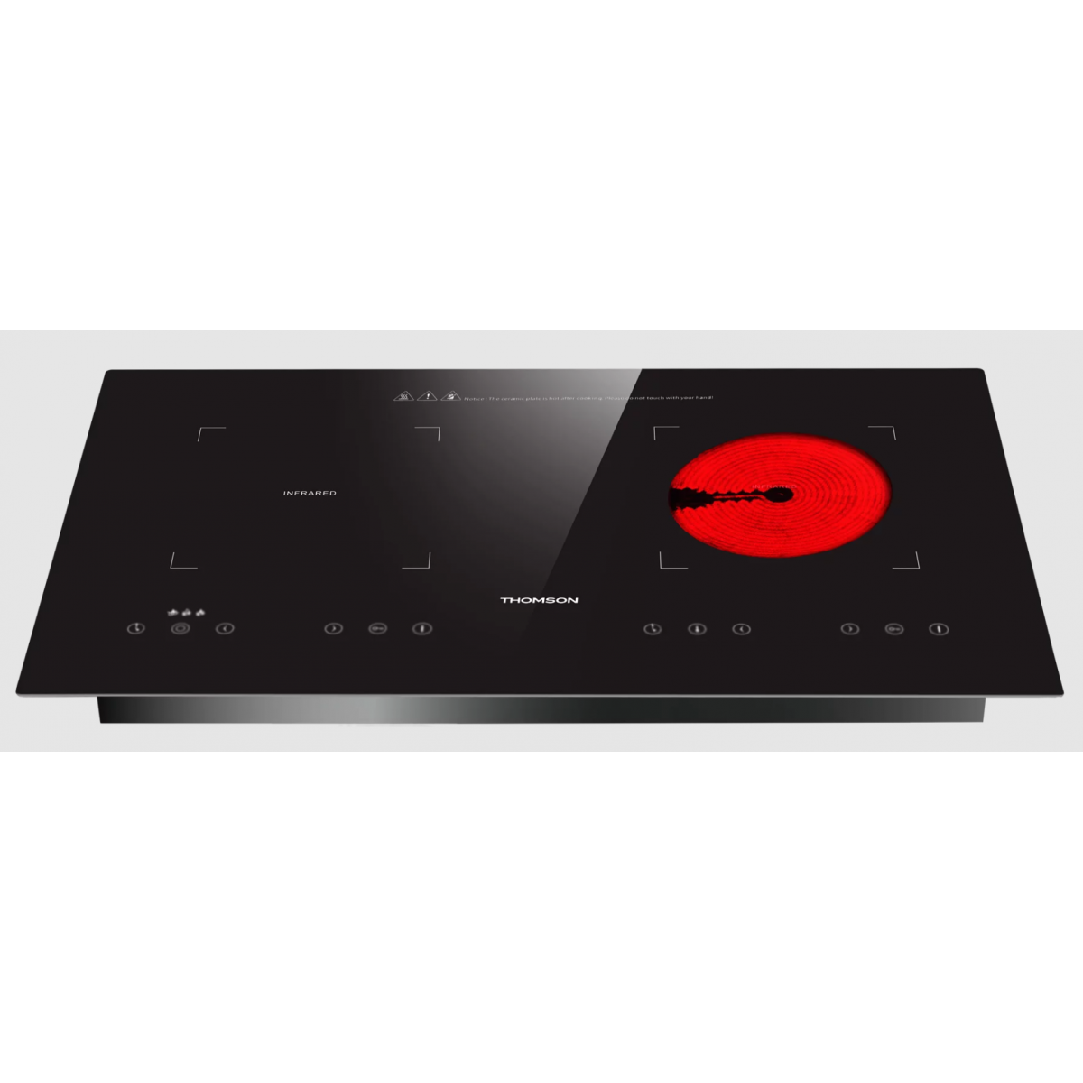 Thomson TM-BIC2808 73cm 嵌入式雙頭電磁爐/電陶爐：2800W共享火力，雙爐頭設計