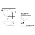 Huida H0602 470x390mm 台下面盆 - 陶瓷、白色