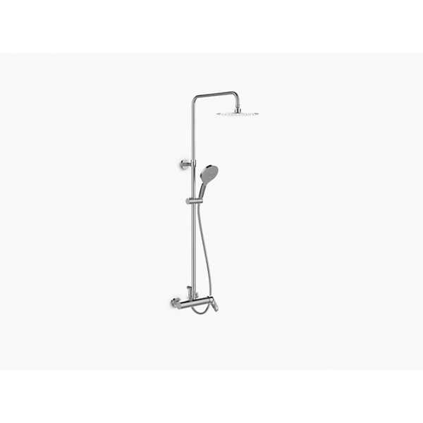 Kohler K-26242T-4-BL ALEO 霧黑雙淋浴柱 - 圓形花灑 直接連接