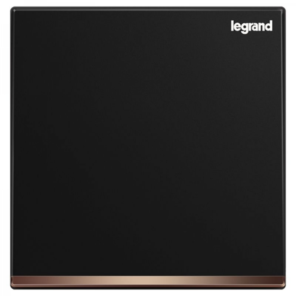 Legrand Galion 16AX 一位單控開關 帶LED燈 (碳素黑+鑲電鍍邊) - 產品型號: K8/31/1/2BN-C