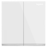 Legrand Galion K8/32/1/2CN 16AX 2位單控開關 帶LED燈 (白色+鑲銀邊)