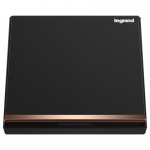 Legrand Galion 16AX 一位單控開關 帶LED燈 (碳素黑+鑲電鍍邊) - 產品型號: K8/31/1/2BN-C