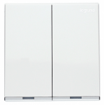 Legrand Galion K8/32D20AN-HK 20AX 2位雙極開關 帶LED燈 (白色+鑲銀邊)