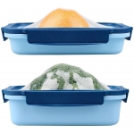 DeliOne DCDELFCL-04 魔術食物盒 (750ml + 1000ml) (藍色)：彈性蓋子、可重用、100%防漏