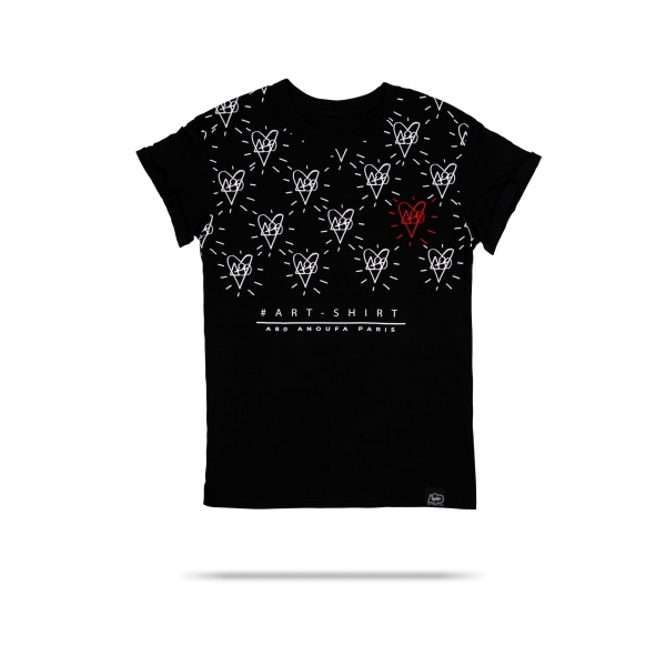 A80TB1 - HEART ALLOVER 愛心圖案長褲 (白紅色)