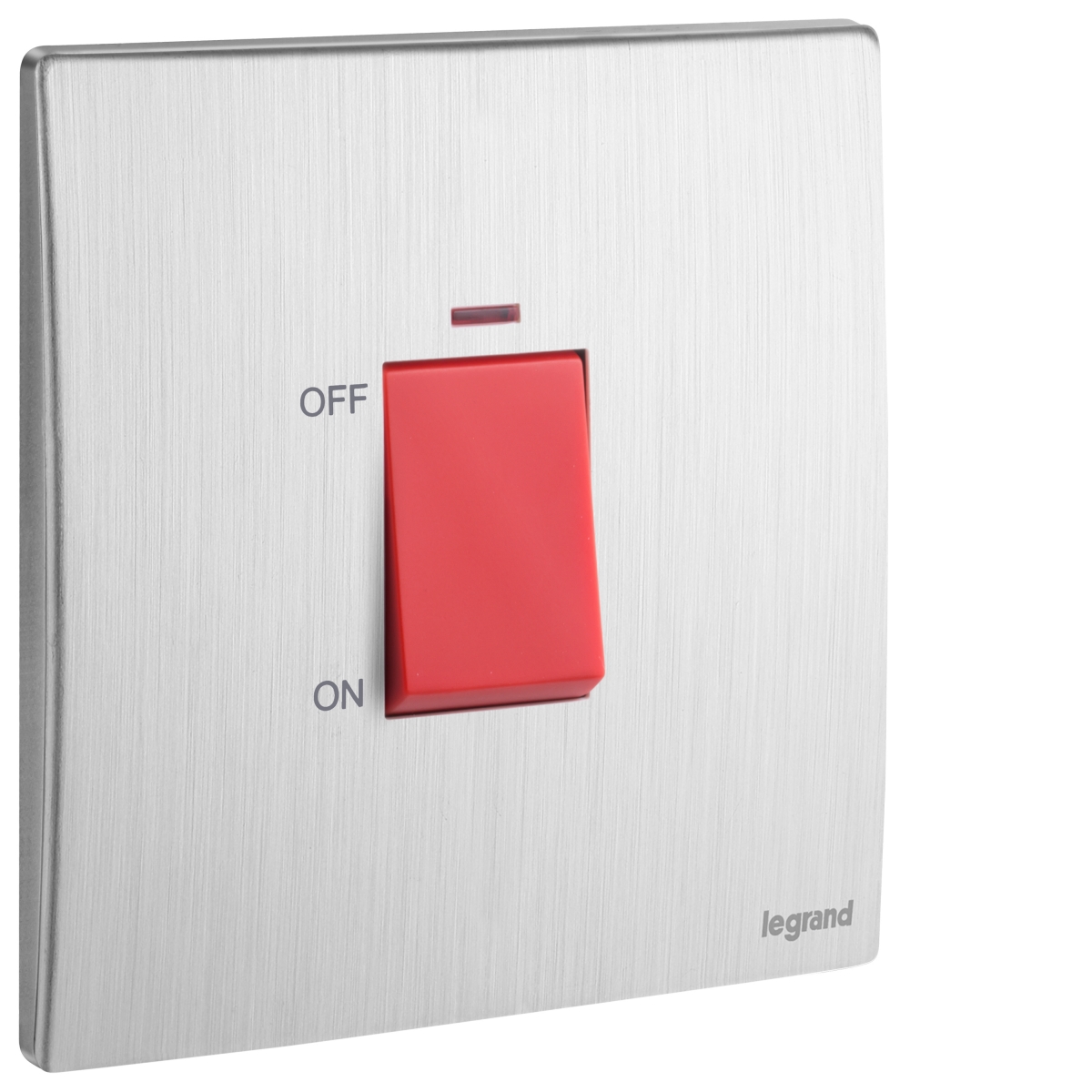 Legrand Mallia Senses 281074 BA 一位32A雙極開關帶LED燈 | PC阻燃耐熱塑膠 (拉絲鋁)