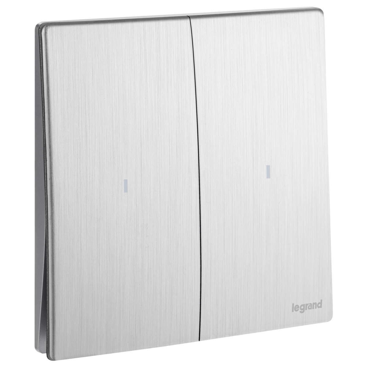 Legrand Mallia Senses 281065 BA 二位20A雙極開關帶LED燈 | 拉絲鋁 (金屬面)