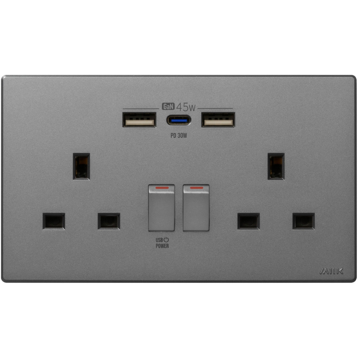 M2K PD230G-G GaN 45W Type-C/USB 孖蘇電制 (炭灰)