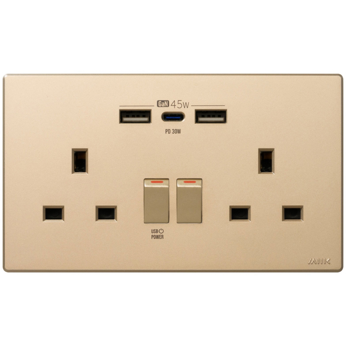 M2K PD230G-GG GaN 45W Type-C/USB 孖蘇電制 (香檳金)