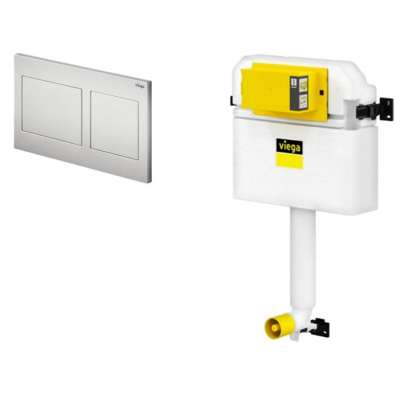 Viega 藏牆式水箱系統貼牆式座廁專用組合 - Visign for Style 21 (磨砂銀)