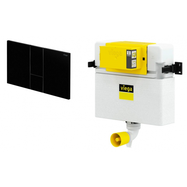 Viega 藏牆式水箱系統貼牆式座廁專用組合 - Visign for Style 24 (鋼琴黑)