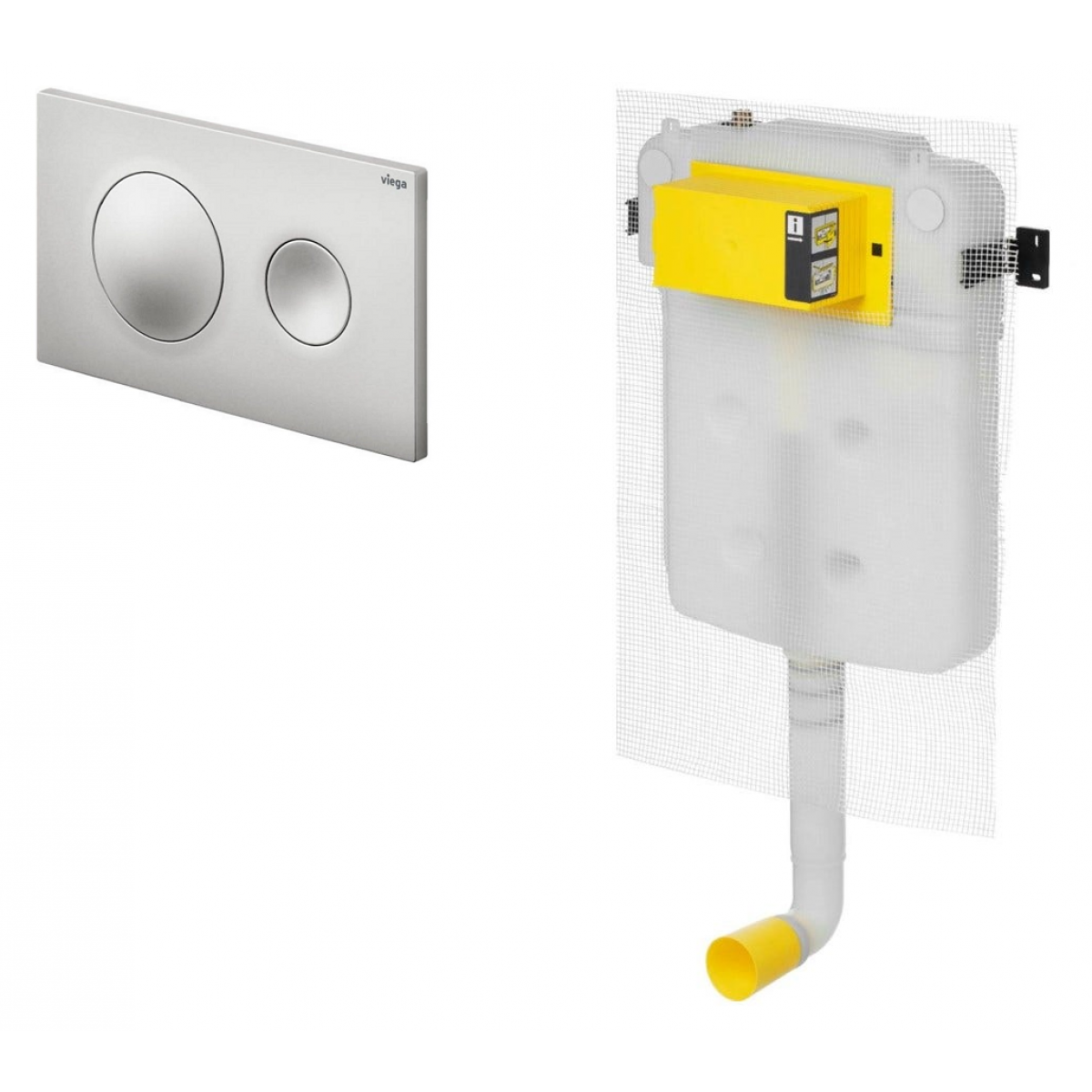 Viega 超薄藏牆式水箱系統貼牆式座廁專用組合 - Visign for Style 20 (磨砂銀)