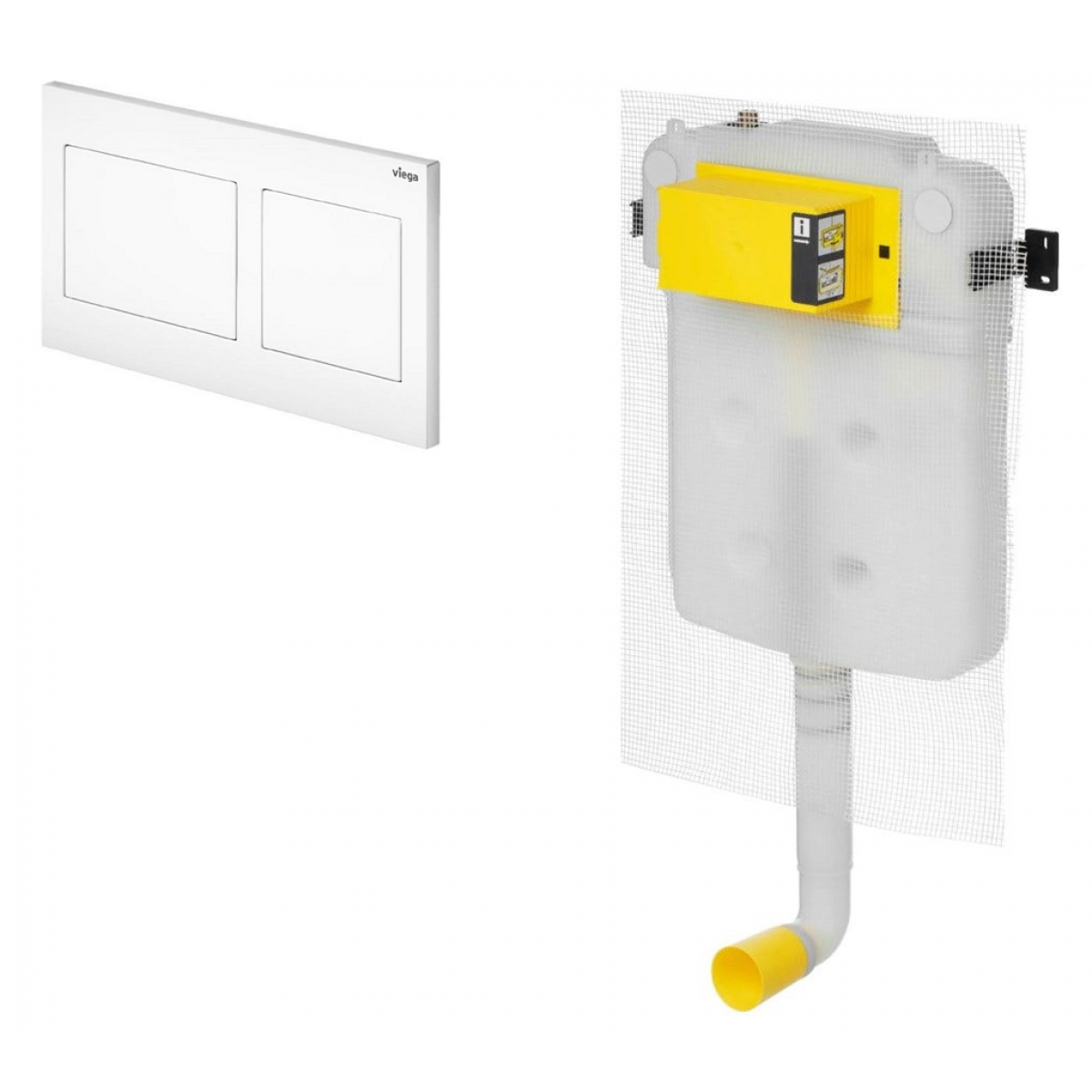 Viega 藏牆式水箱系統貼牆式座廁組合 (86111WT+8503): Visign for Style 21沖水面板、80mm超薄水箱