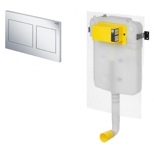 Viega 藏牆式水箱系統貼牆式座廁組合 (86111CP+8503): Visign for Style 21沖水面板、80mm超薄水箱