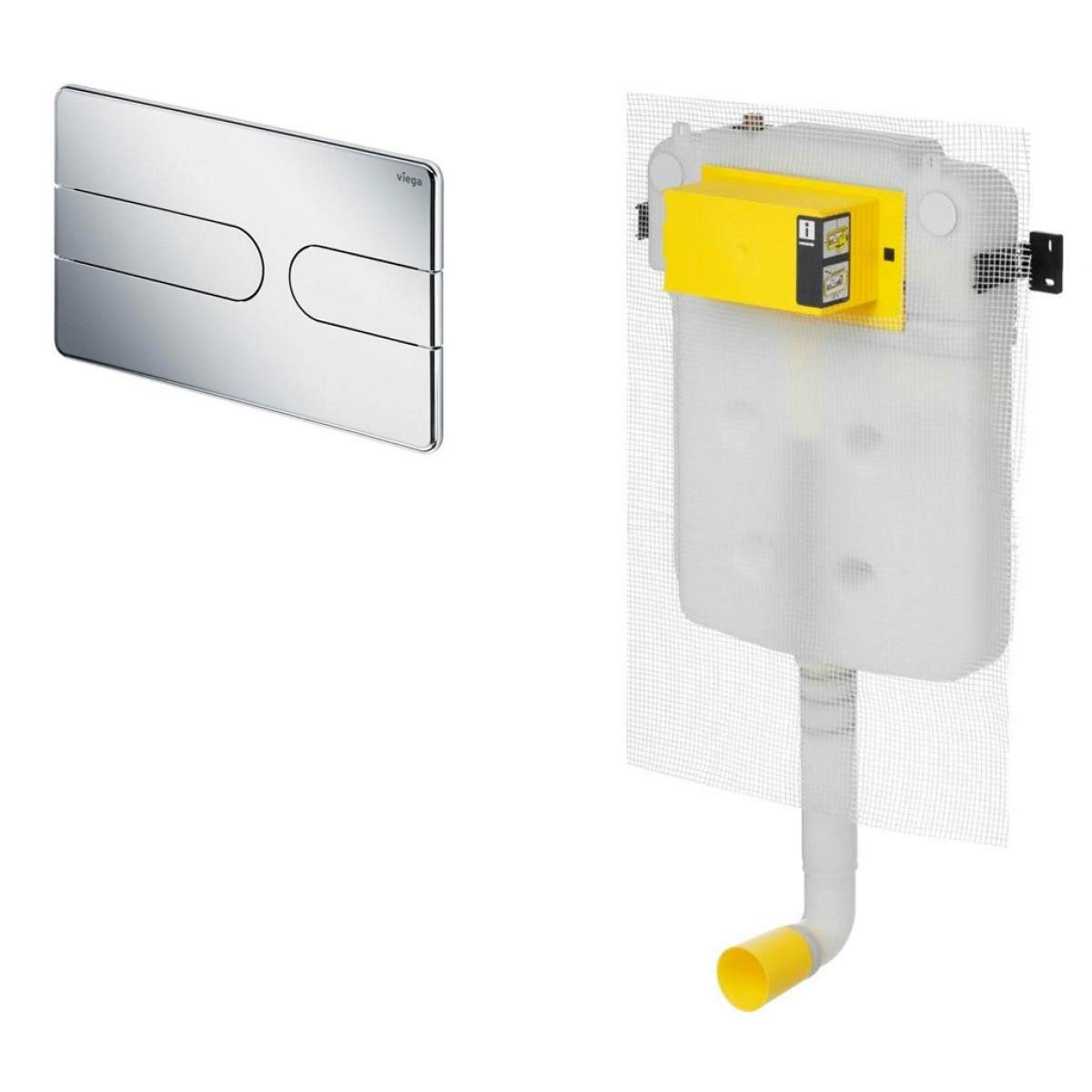 Viega 藏牆式水箱系統貼牆式座廁組合 (86131CP+8503): Visign for Style 23沖水面板、80mm超薄水箱