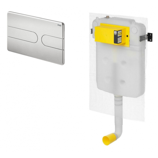 Viega 藏牆式水箱系統貼牆式座廁組合 (86131MT+8503): Visign for Style 23沖水面板、80mm超薄水箱