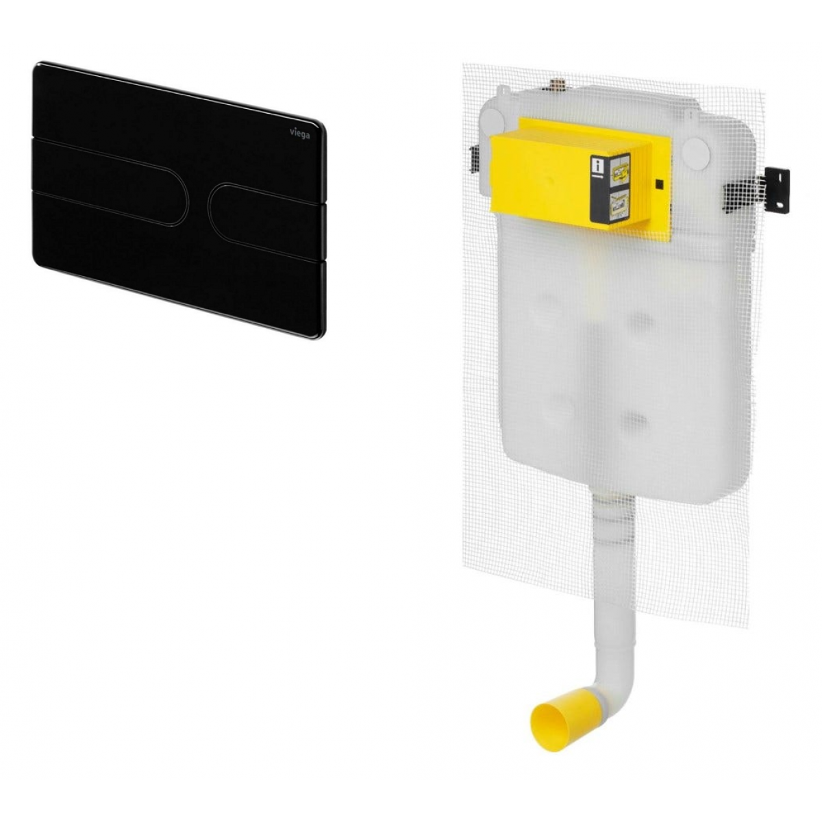 Viega 藏牆式水箱系統貼牆式座廁組合 (86131BK+8503): Visign for Style 23沖水面板、80mm超薄水箱