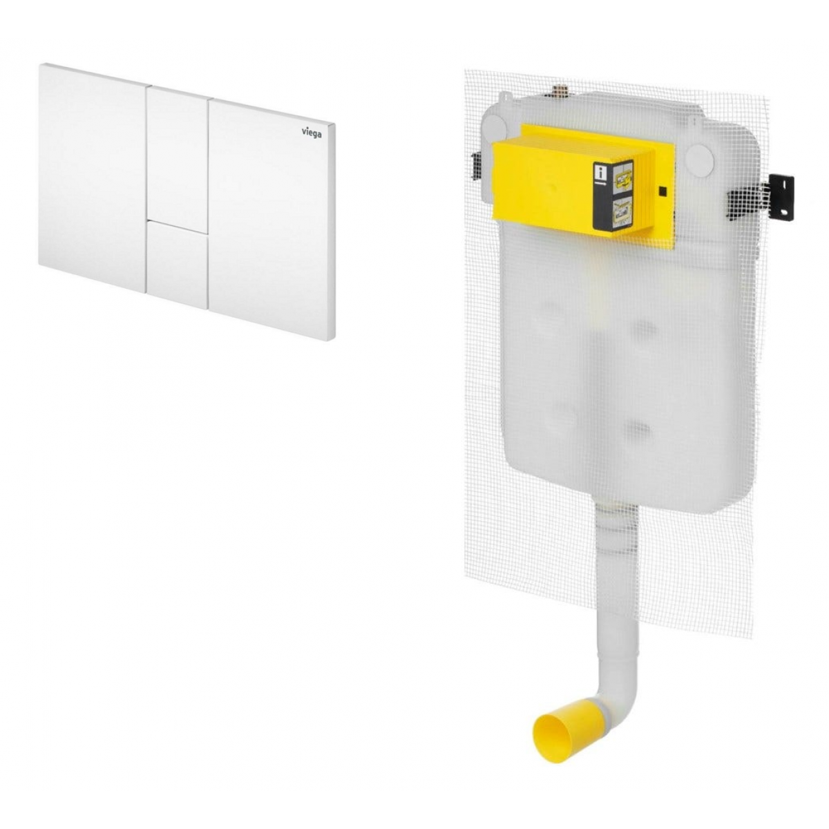 Viega 藏牆式水箱系統貼牆式座廁組合 (86141WT+8503): Visign for Style 24沖水面板、80mm超薄水箱