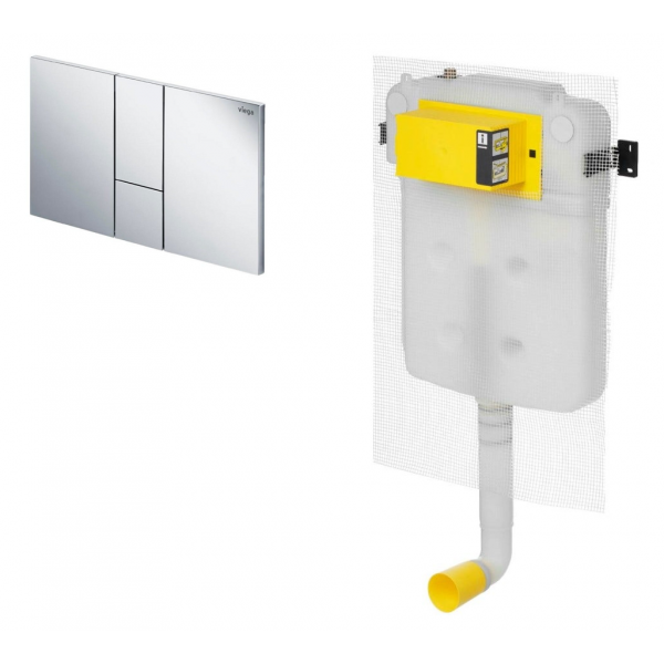 Viega 藏牆式水箱系統貼牆式座廁組合 (86141CP+8503): Visign for Style 24沖水面板、80mm超薄水箱