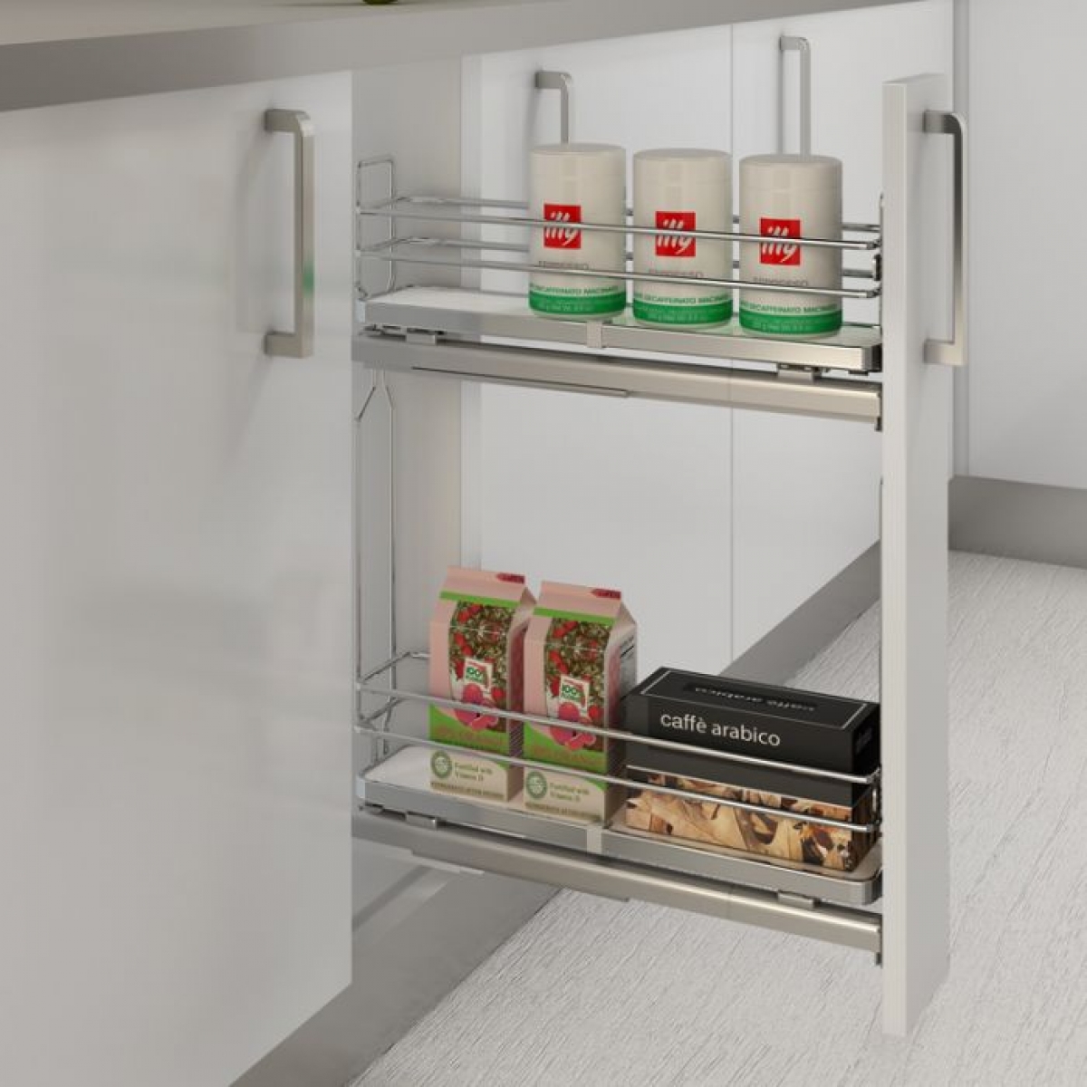 Inoxa 4104W/20-50 可抽拉式料架 (帶兩層擱架及瓶架/負重25kg)