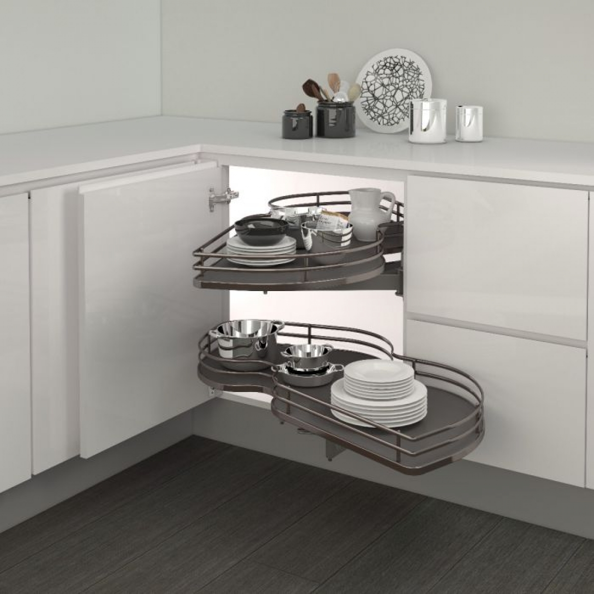 Inoxa Combi-2 層旋轉抽拉式貨架 600mm櫃體 左邊開門