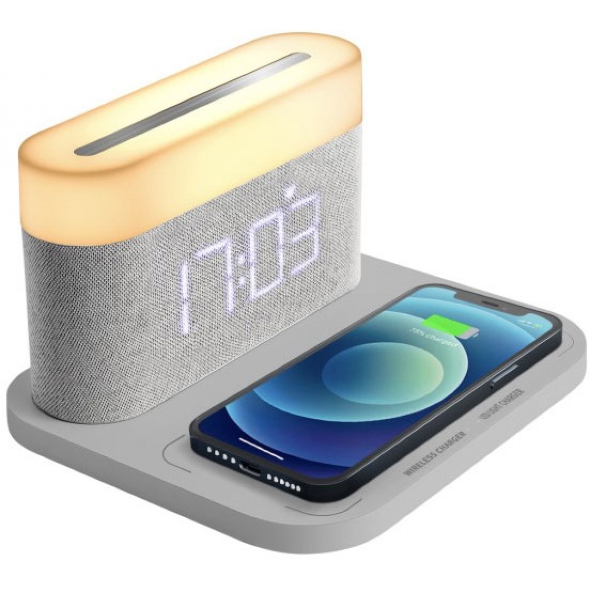 Amoovars ALVA-GRAND 3合1無線充電數顯時鐘小夜燈 (灰色)