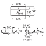 Roca A327684000 ONA 掛牆式面盆 (600x360mm)