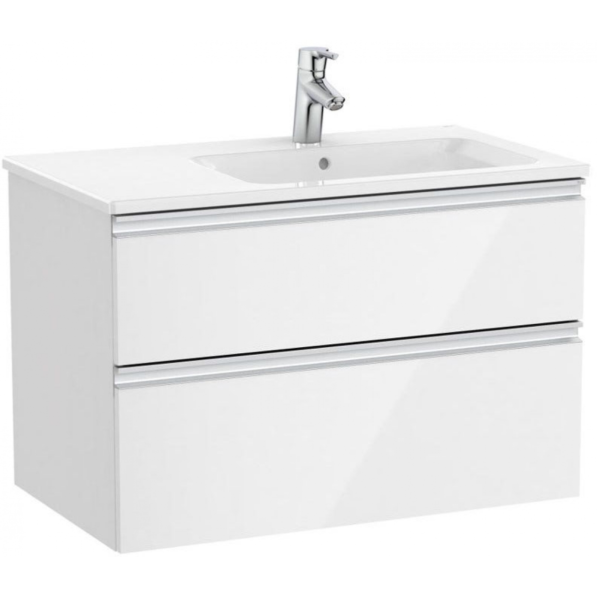 Roca The Gap 右邊洗水盆+雙抽屜面盆櫃套裝 (白色) (805x460mm)