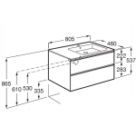 Roca The Gap 右邊洗水盆+雙抽屜面盆櫃套裝 (白色) (805x460mm)