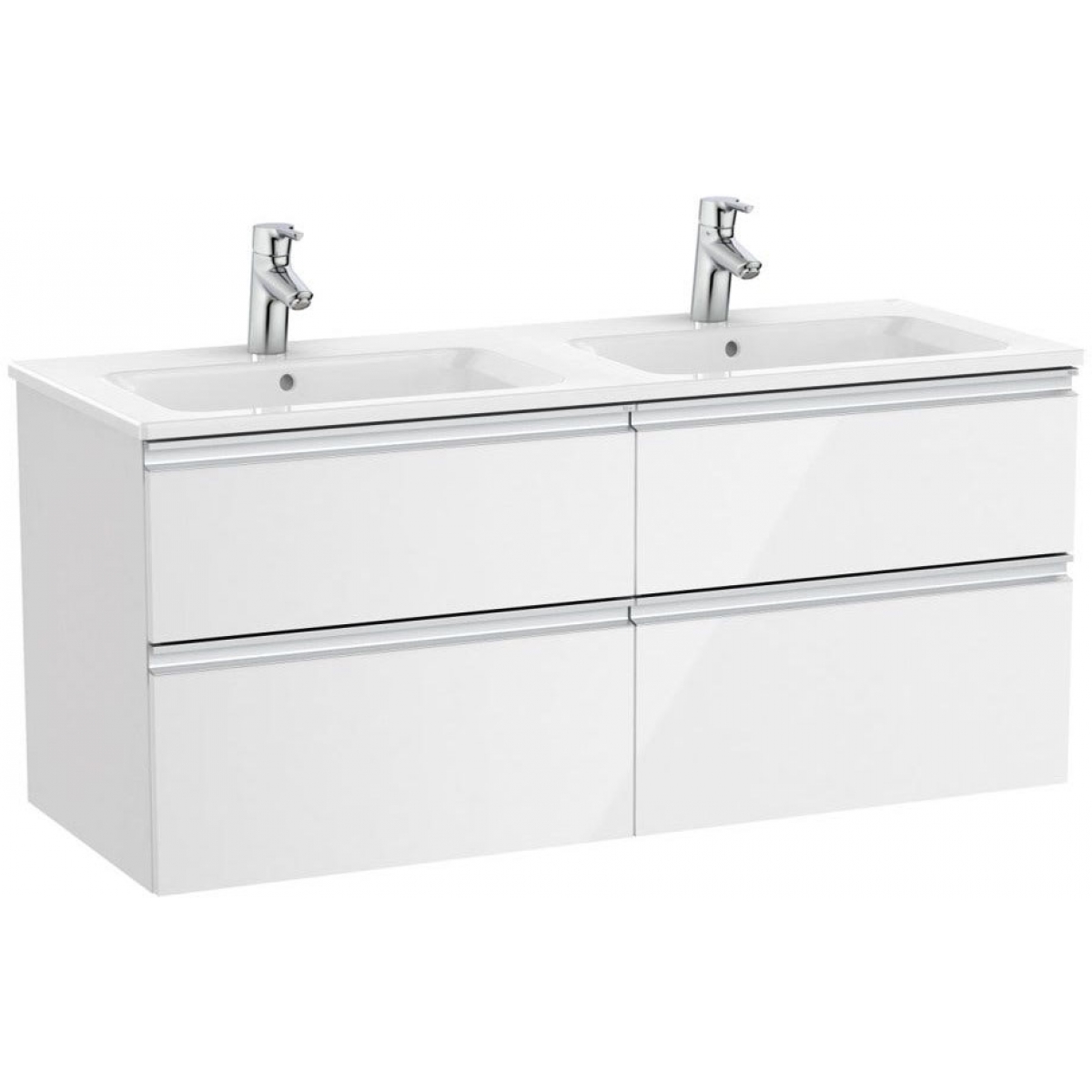 Roca The Gap 一體式雙面盆+四抽屜面盆櫃套裝 (白色) (1205x460mm)