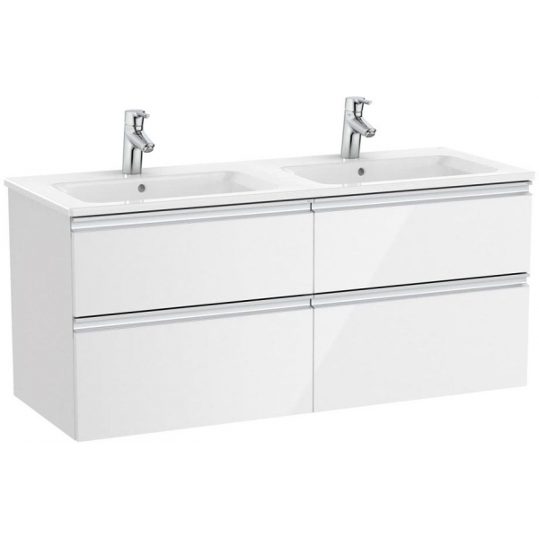 Roca The Gap 一體式雙面盆+四抽屜面盆櫃套裝 (白色) (1205x460mm)