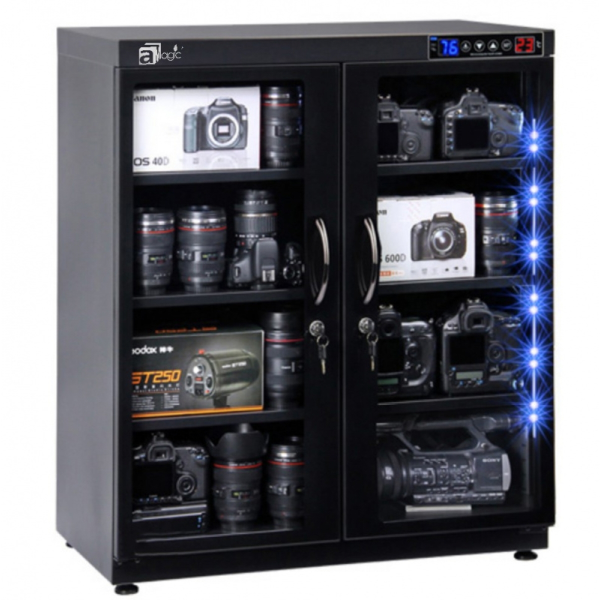 aMagic ADC-DLED260L 260升電子防潮櫃 | 雙屏數控 | 恆濕防潮