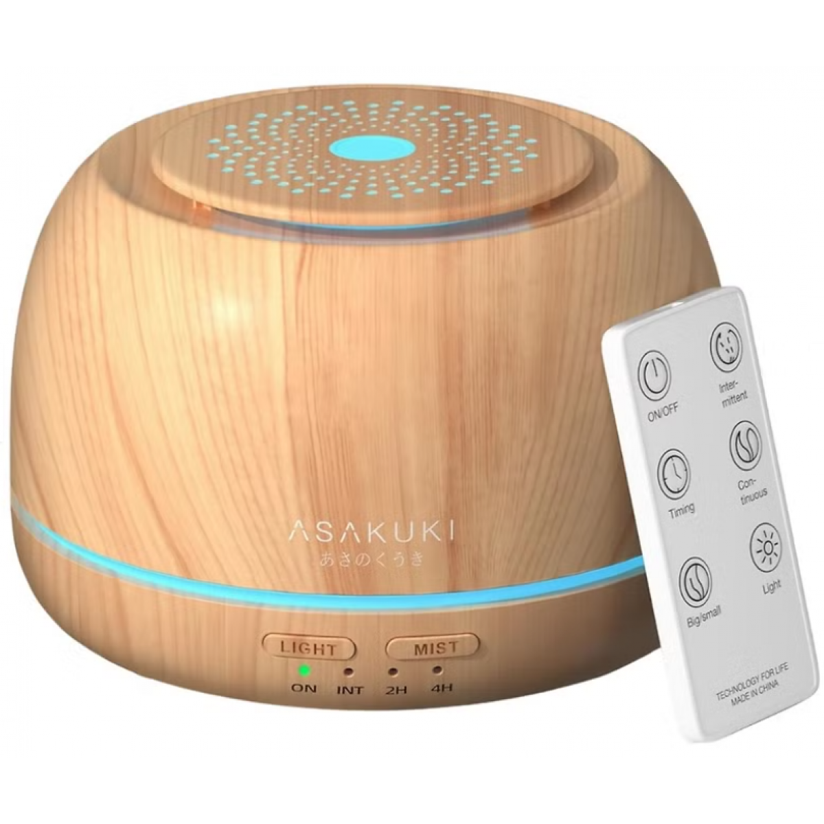 Asakuki 迷你霧化香薰機 (胡桃木) | 附遙控與10枝精油 | 300ml 容量