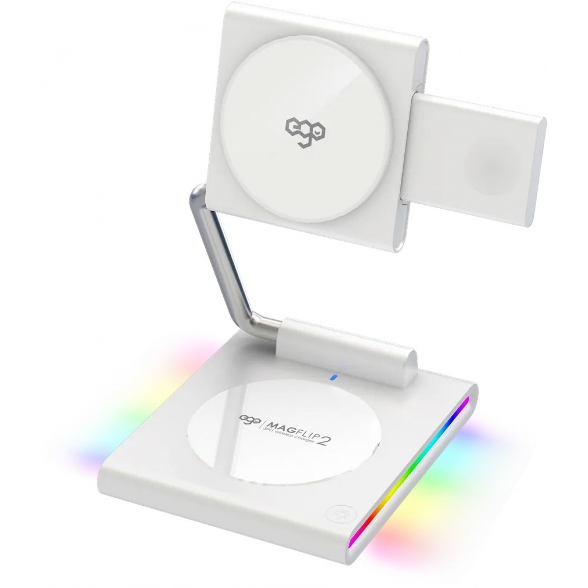 EGO MagFlip2@ 3合1 15W Magsafe 充電座 (金屬白)