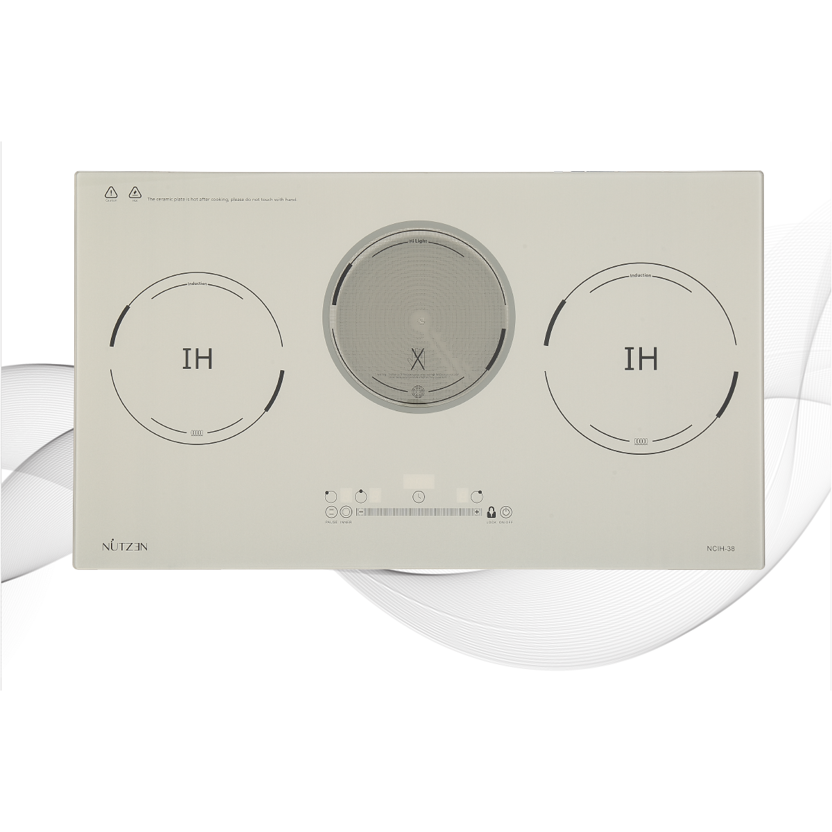 Nutzen 樂斯 NDIH-38 71厘米 2800W 三頭電磁電陶爐 (嵌入式/香檳銀)