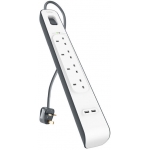 Belkin BSV401sa2M 4 Outlets 2M Surge Protection Strip with 2 USB Ports