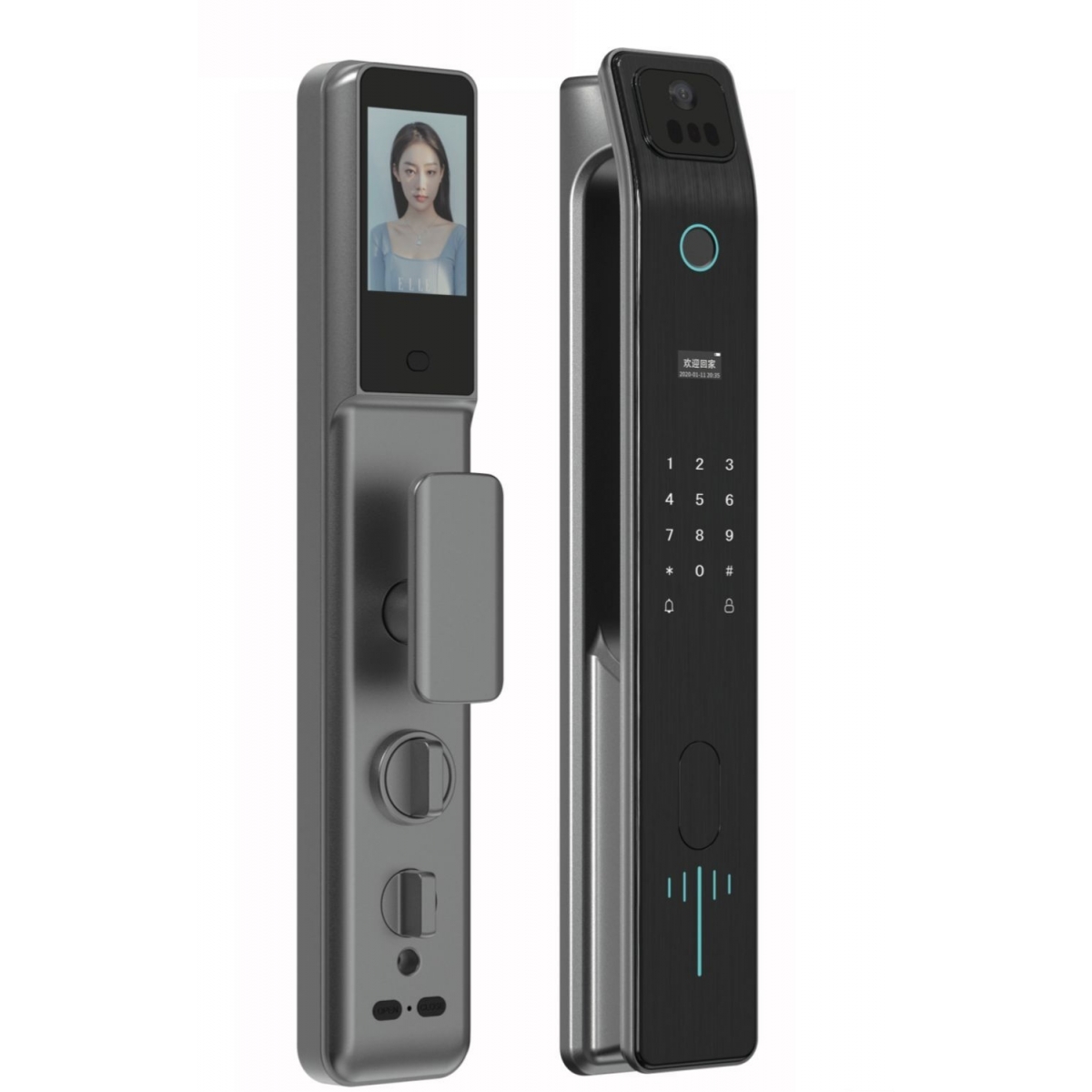 HYUNDAI HY-SLA808 智能門鎖 - 人臉識別、Wi-Fi 視頻、指紋密碼六合一