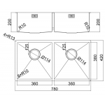 Elleci ARCA ARC2078TB-15 不銹鋼廚房雙鋅盆 | 1.5mm厚304不銹鋼 | 多功能安裝