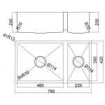 Elleci ARCA ARC2076DB-15 不銹鋼廚房雙鋅盆 | 1.5mm厚304不銹鋼 | 多功能安裝