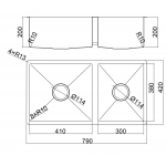 Elleci ARCA ARC2079DB-15 不銹鋼廚房雙鋅盆 | 1.5mm厚304不銹鋼 | 多功能安裝