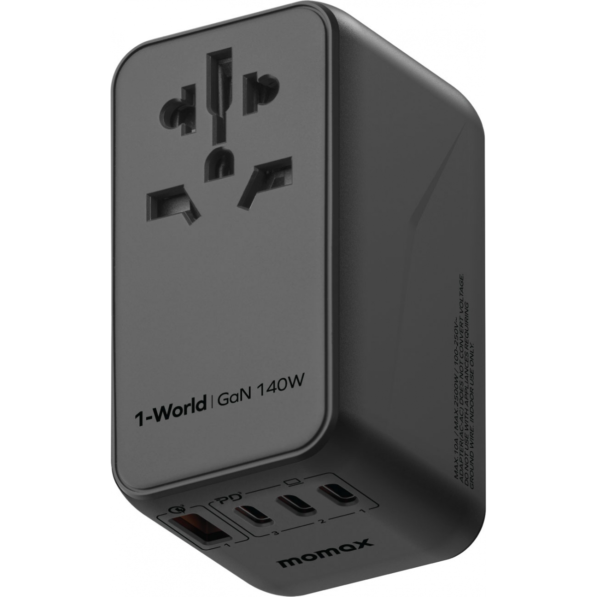 Momax 1-World 140W GaN旅行充電插座 | 內附140W USB-C充電線 | 多國插頭 | UA16UKGSD
