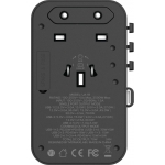 Momax UA18UKD 1-World+ 70W GaN 3插口 及 內置伸縮USB-C充電線旅行插座 (黑色)