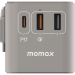 Momax UA18UKE 1-World+ 70W GaN 3插口 及 內置伸縮USB-C充電線旅行插座 (灰色)