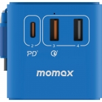 Momax UA18UKB 1-World+ 70W GaN 3插口 及 內置伸縮USB-C充電線旅行插座 (藍色)