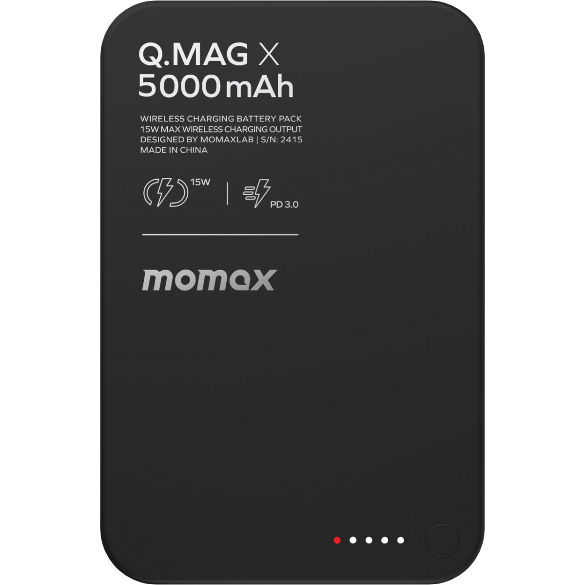 Momax Q.Mag X IP116AD 5000mAh 超薄磁吸流動電源 (黑色) | 15W無線快充