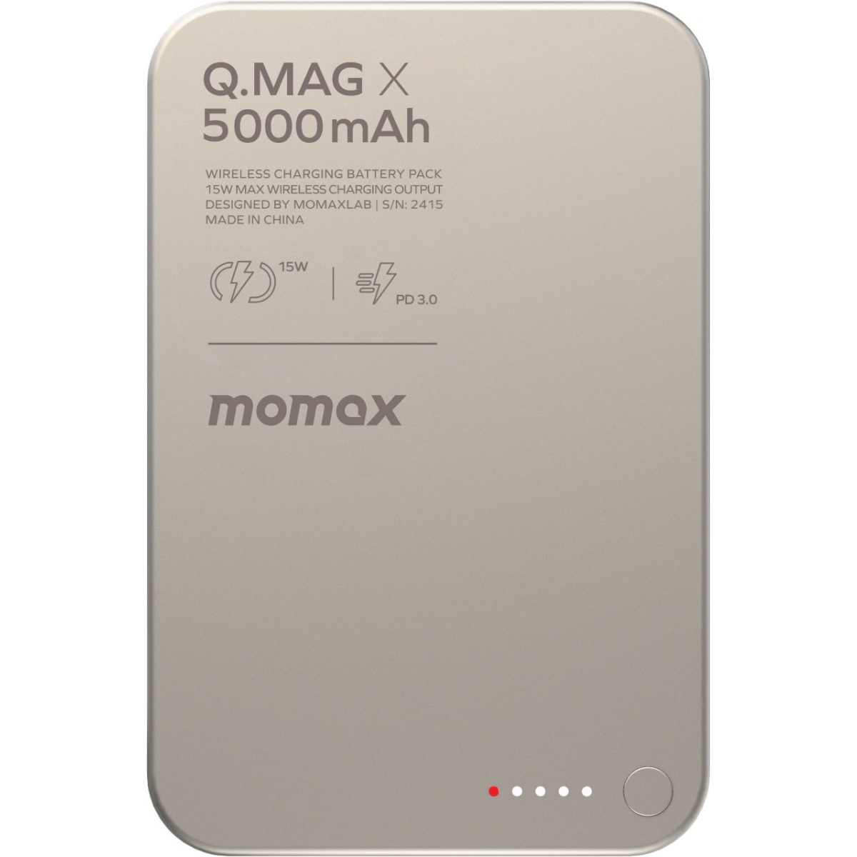 Momax Q.Mag X IP116AE 5000mAh 超薄磁吸流動電源 (鈦色) | 15W無線快充