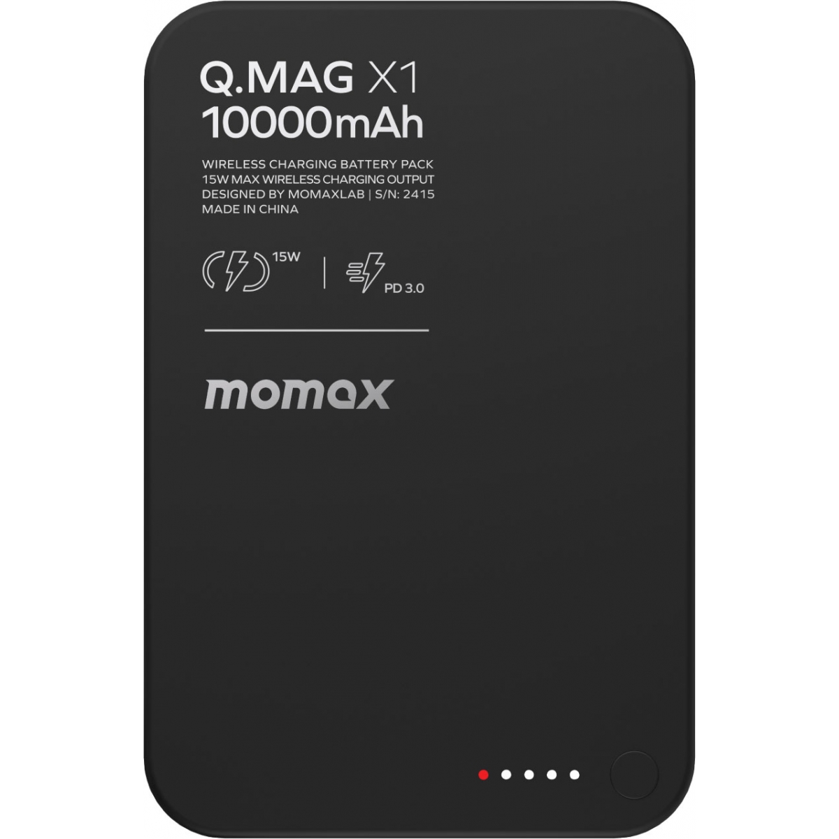 Momax Q.Mag X1 IP117AD 10000mAh 磁吸流動電源 (黑色) | 15W無線快充