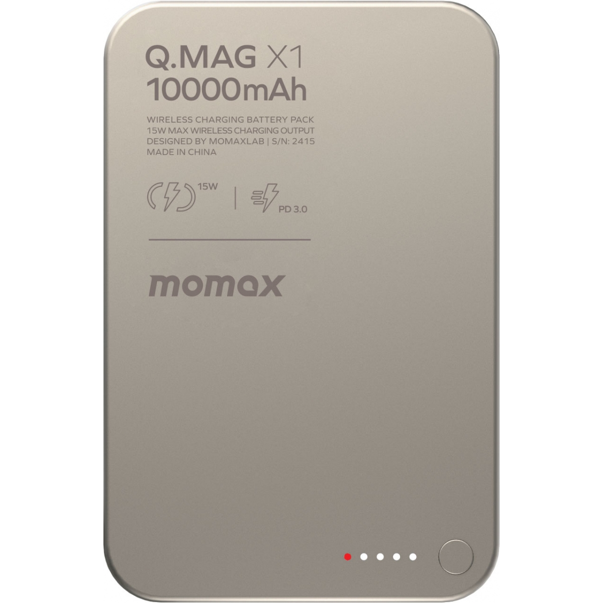 Momax Q.Mag X1 IP117AE 10000mAh 磁吸流動電源 (鈦色) | 15W無線快充
